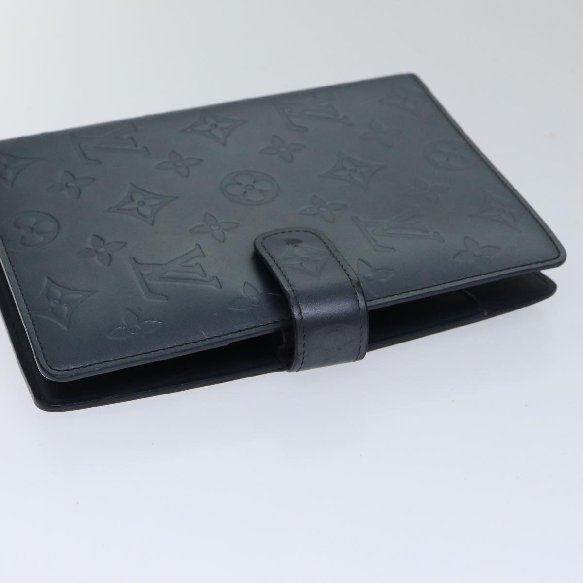 LOUIS VUITTON Monogram mat Agenda MM Day Planner Cover Navy LV fm3771