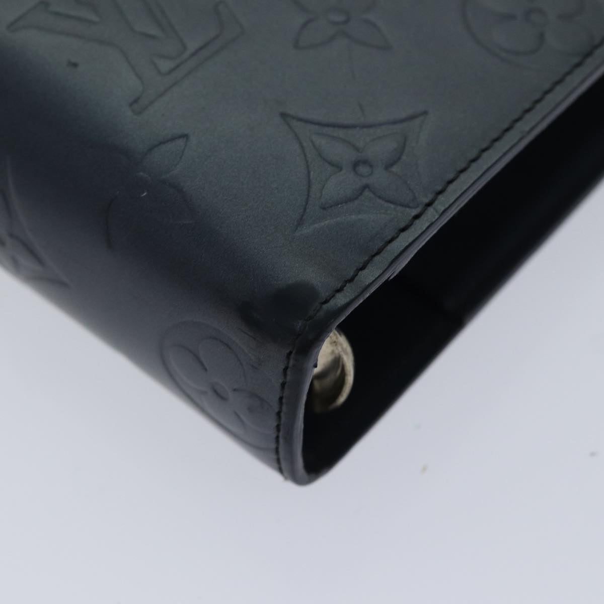 LOUIS VUITTON Monogram mat Agenda MM Day Planner Cover Navy LV fm3771