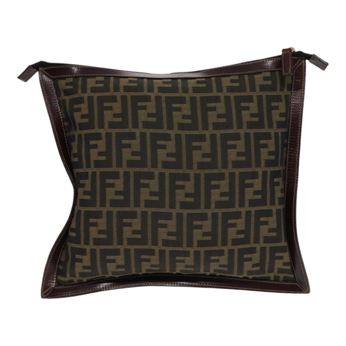 Luxury Fendi Zucca Canvas Clutch Bag Brown Black goldfm3776