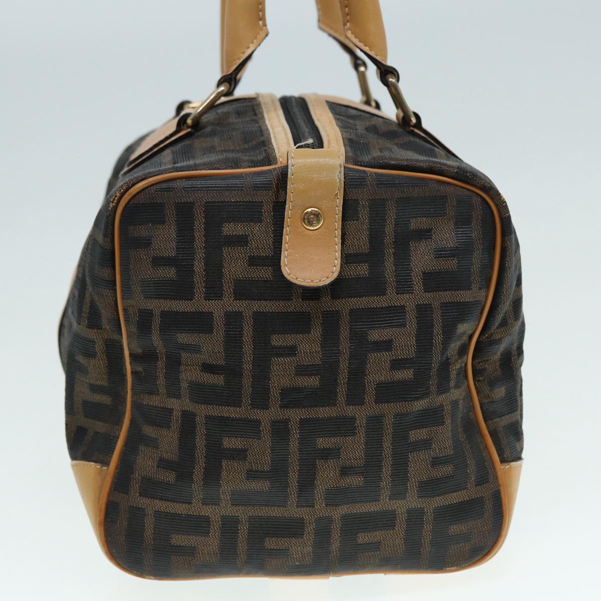 Luxury Fendi Zucca Canvas Hand Bag Brown Black goldfm3783