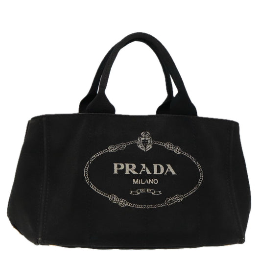 Luxury Prada Canapa MM Hand Bag Canvas Gold Black  fm3805
