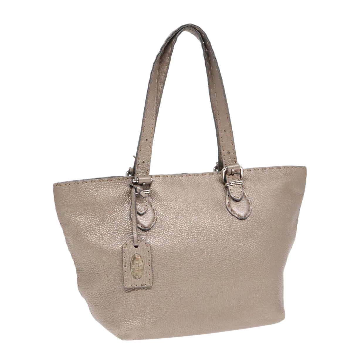 Luxury Fendi Celeria Tote Bag Leather Silver Silver Tonefm3806