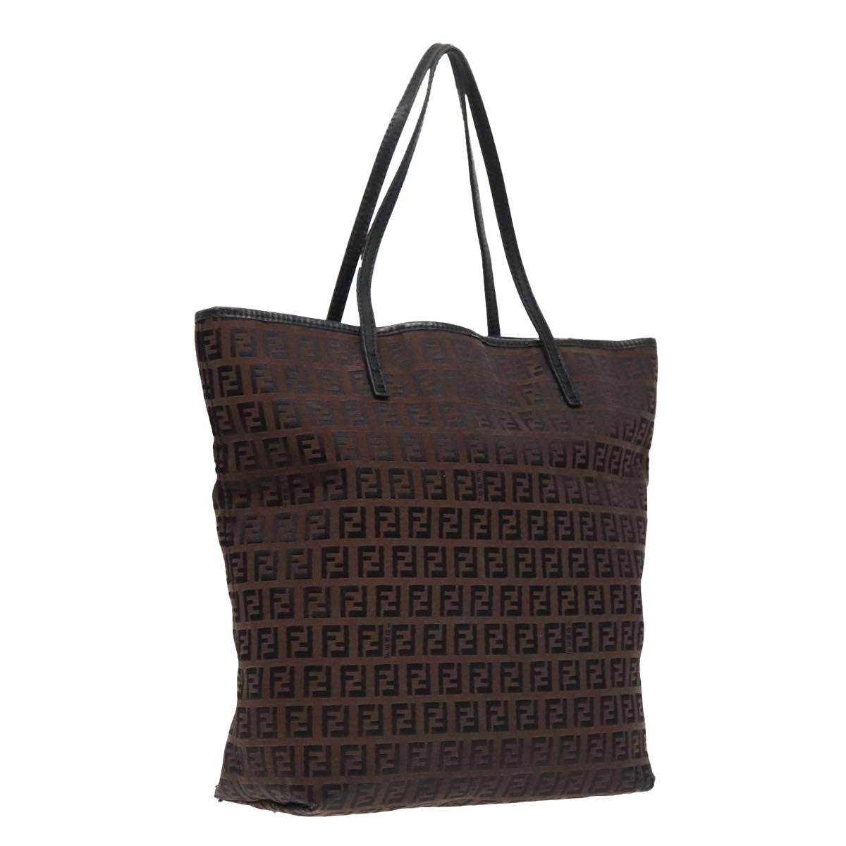 Luxury Fendi Zucchino Canvas Tote Bag Brown Black Silverfm3814