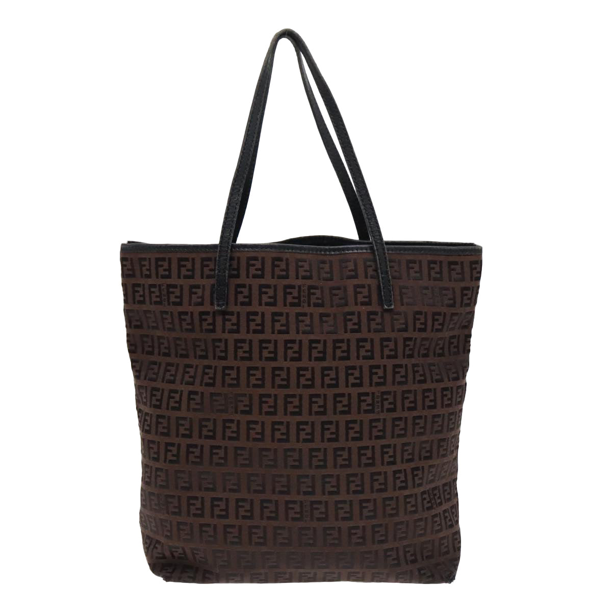 Luxury Fendi Zucchino Canvas Tote Bag Brown Black Silverfm3814