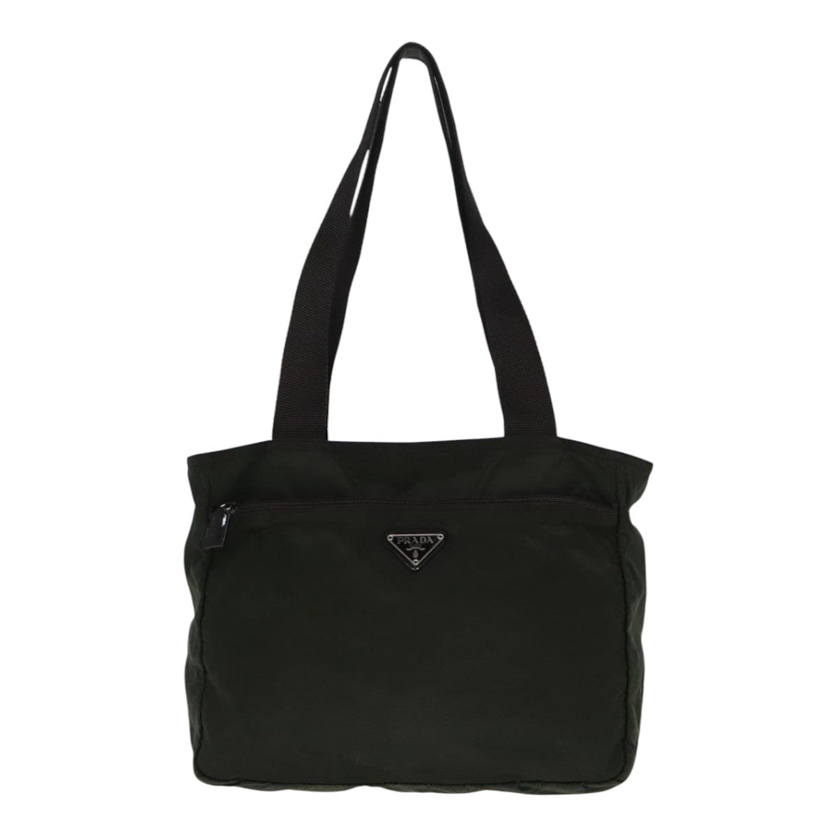 Luxury Prada Tote Bag Nylon Khaki Brown Silver  fm3816