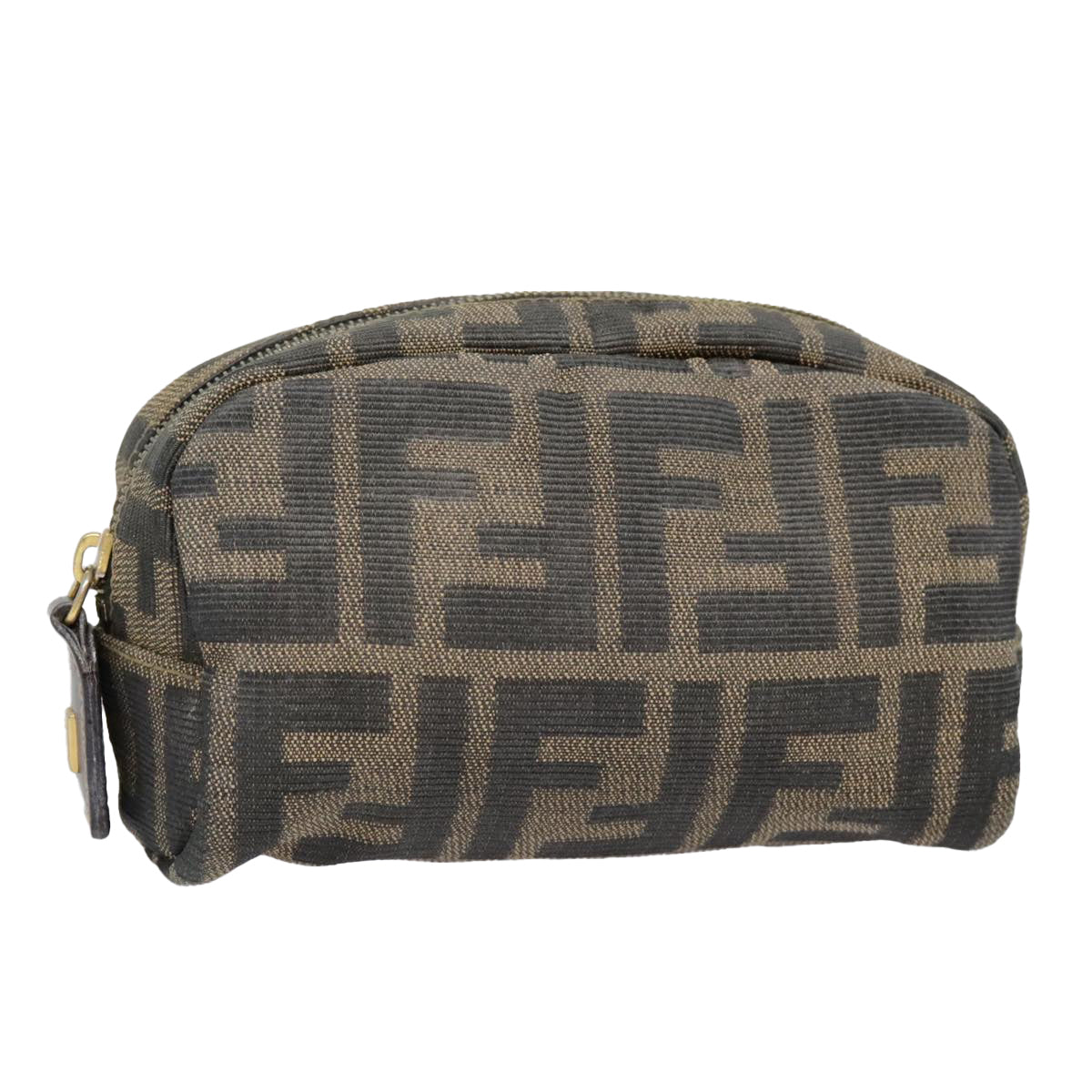 Luxury Fendi Zucca Canvas Pouch Black Gold Brownfm3877