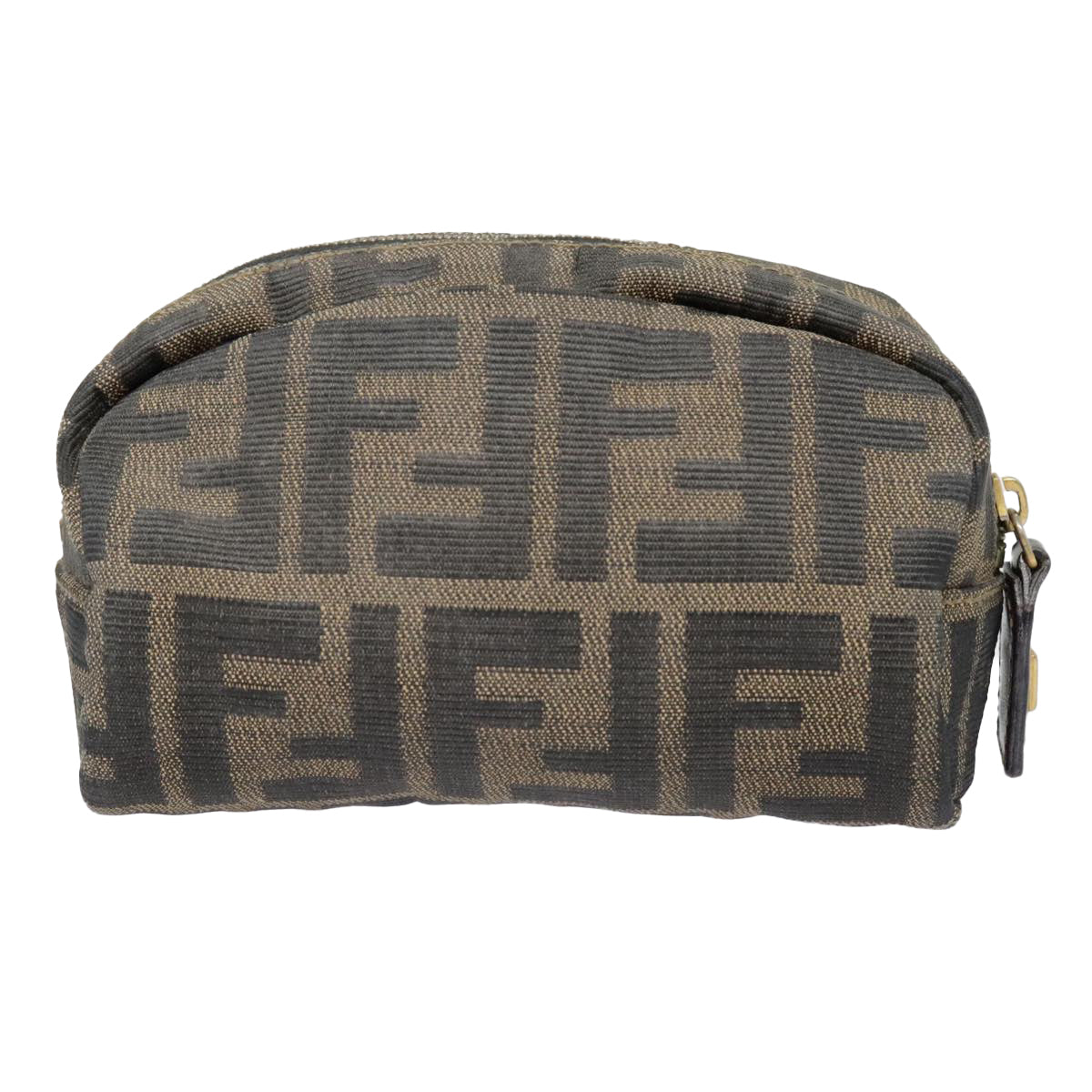 Luxury Fendi Zucca Canvas Pouch Black Gold Brownfm3877