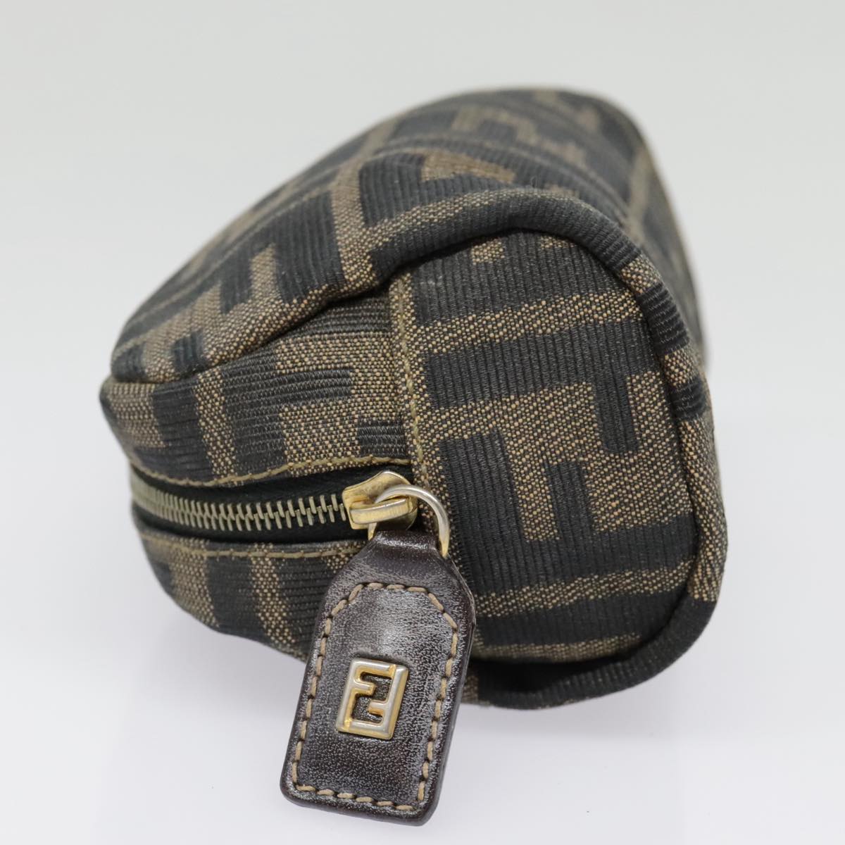 Luxury Fendi Zucca Canvas Pouch Black Gold Brownfm3877