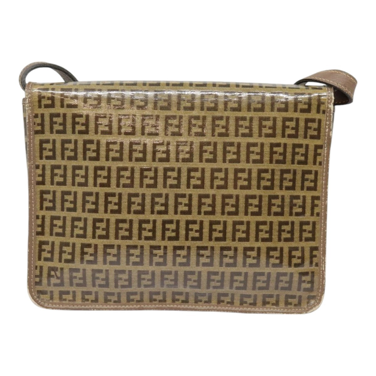 Luxury Fendi Zucchino Canvas Shoulder Bag Vintage Beigefm3888