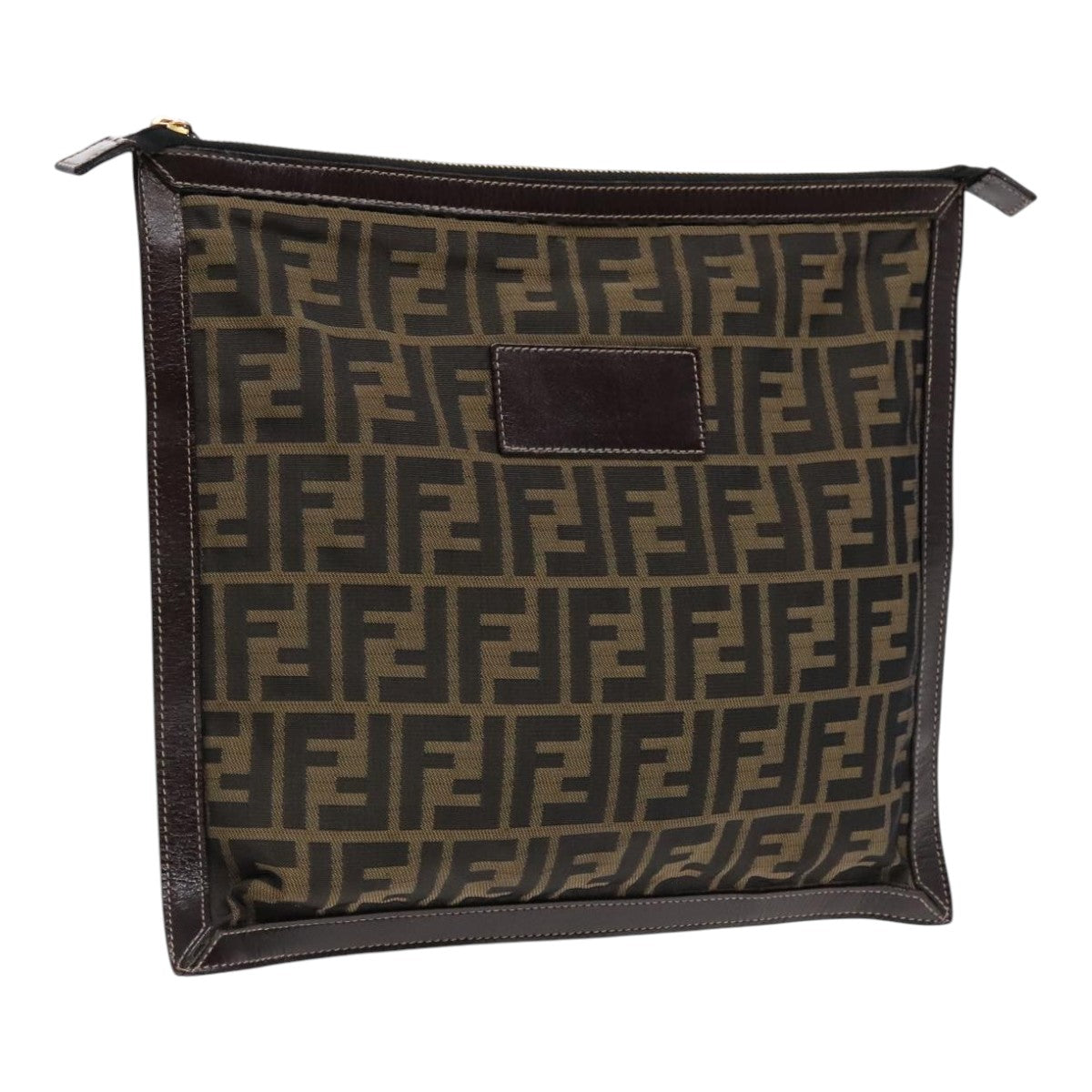 Luxury Fendi Zucca Canvas Clutch Bag Brown Black goldfm3891