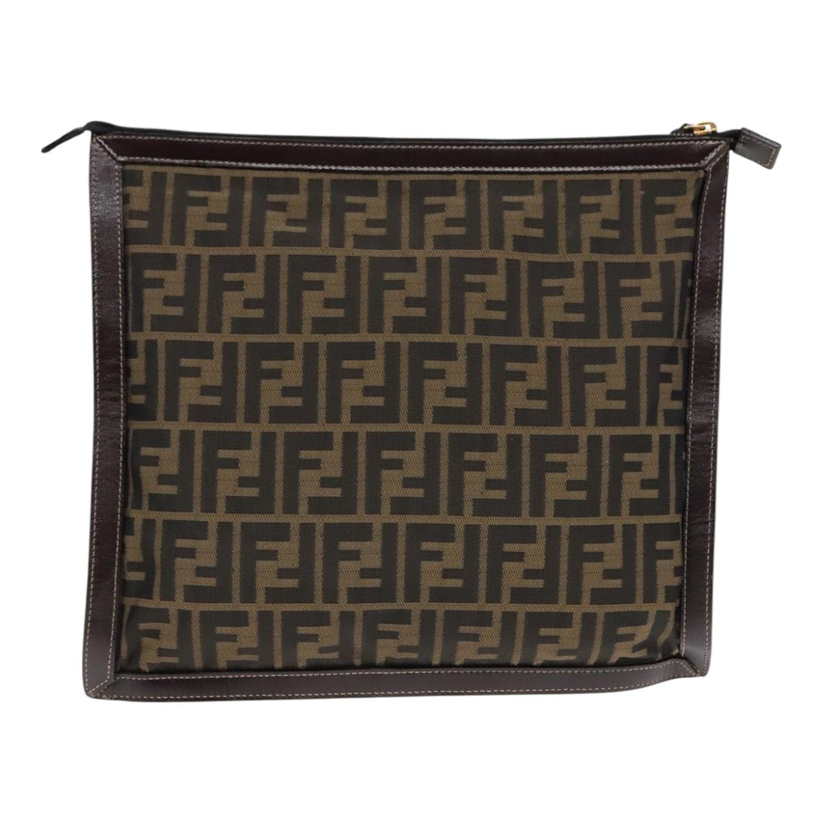 Luxury Fendi Zucca Canvas Clutch Bag Brown Black goldfm3891