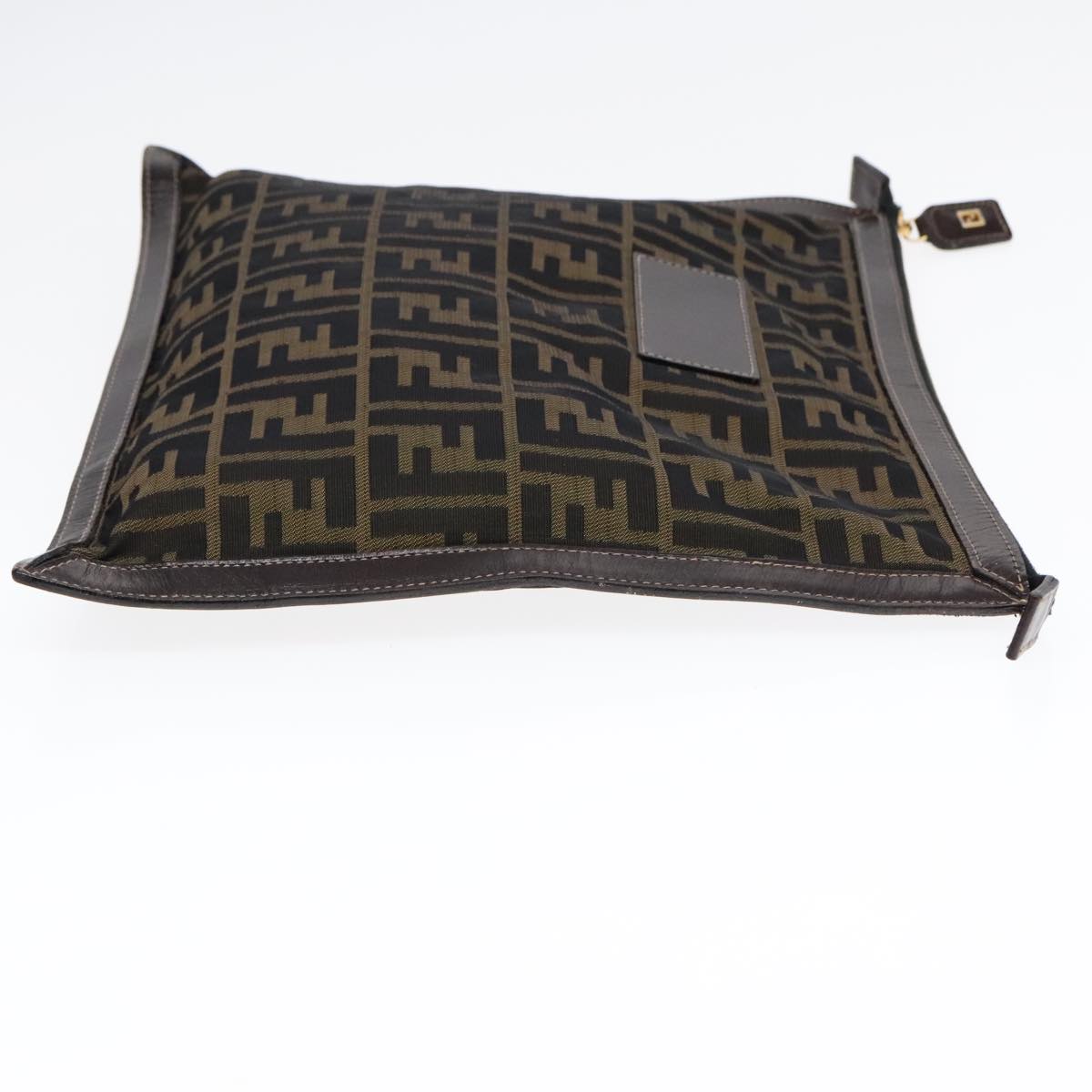 Luxury Fendi Zucca Canvas Clutch Bag Brown Black goldfm3891