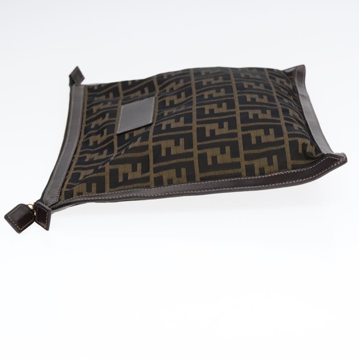 Luxury Fendi Zucca Canvas Clutch Bag Brown Black goldfm3891