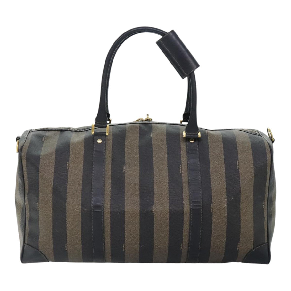 Luxury Fendi Pecan Canvas Boston Bag Coated Canvas 2way Brownfm3900