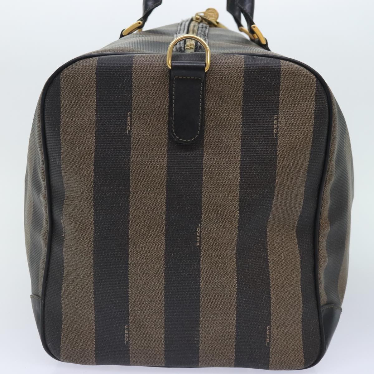 Luxury Fendi Pecan Canvas Boston Bag Coated Canvas 2way Brownfm3900