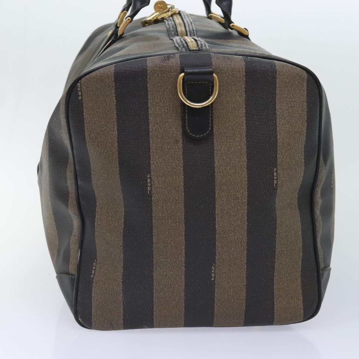 Luxury Fendi Pecan Canvas Boston Bag Coated Canvas 2way Brownfm3900
