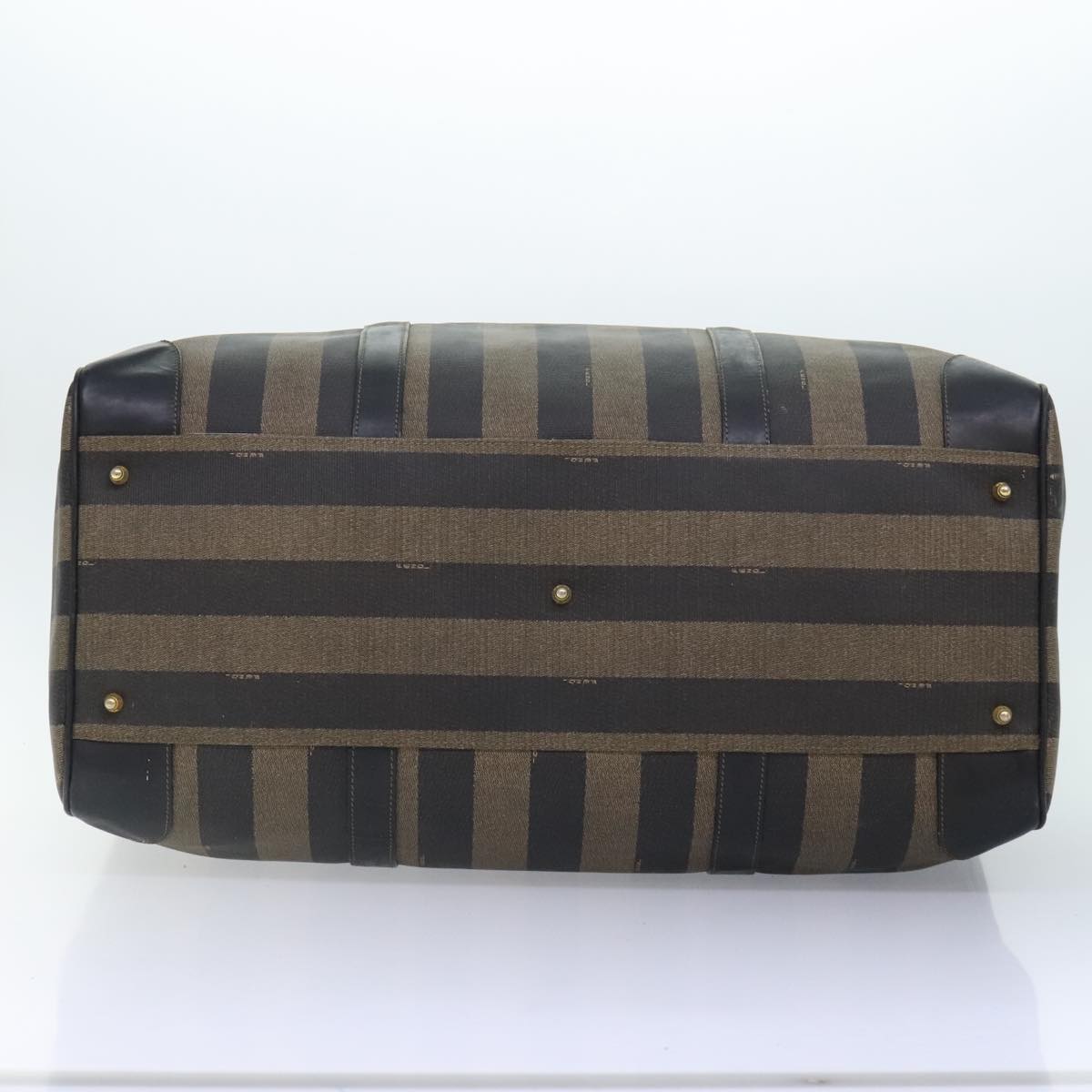 Luxury Fendi Pecan Canvas Boston Bag Coated Canvas 2way Brownfm3900