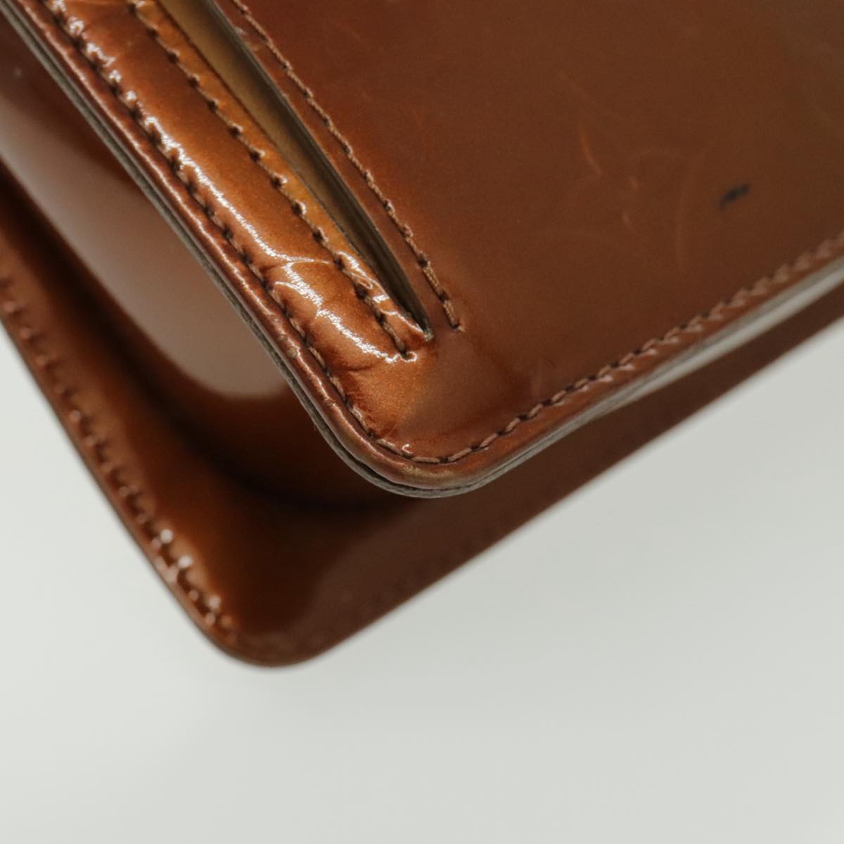 LOUIS VUITTON Monogram Vernis Motto Accessory Pouch Bronze M91138 LV fm3974