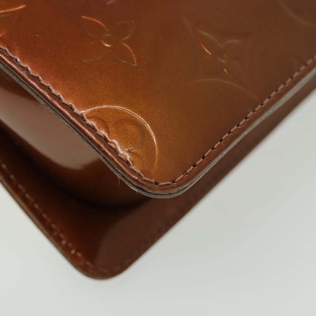 LOUIS VUITTON Monogram Vernis Motto Accessory Pouch Bronze M91138 LV fm3974