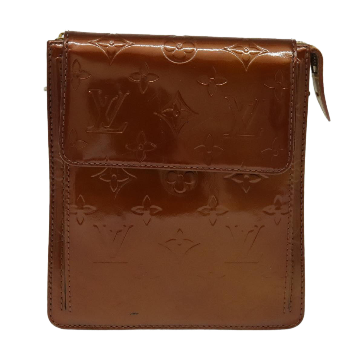 LOUIS VUITTON Monogram Vernis Motto Accessory Pouch Bronze M91138 LV fm3974