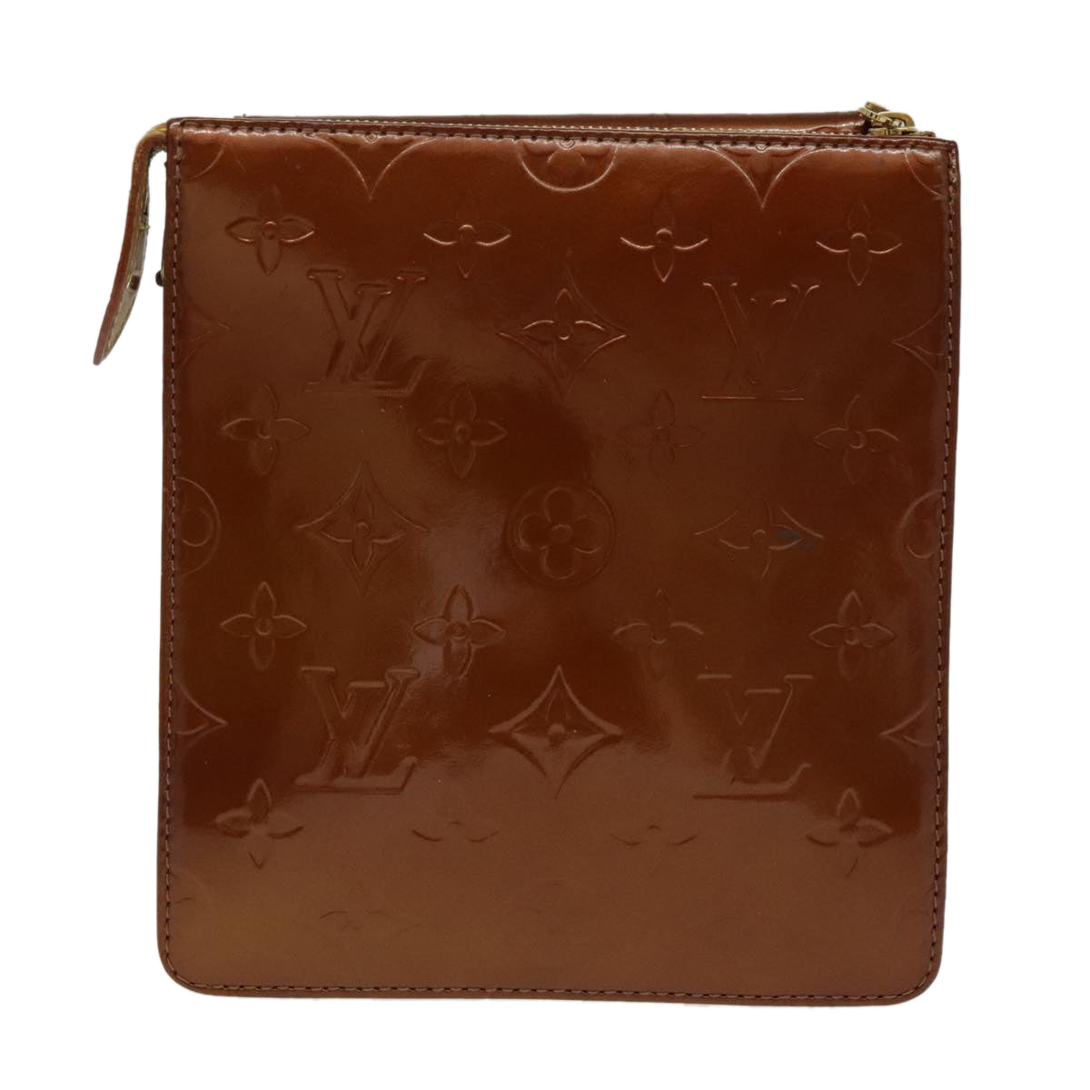 LOUIS VUITTON Monogram Vernis Motto Accessory Pouch Bronze M91138 LV fm3974