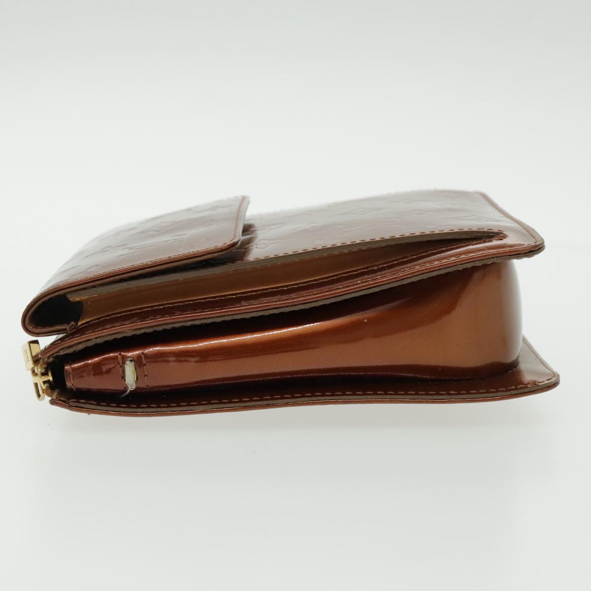 LOUIS VUITTON Monogram Vernis Motto Accessory Pouch Bronze M91138 LV fm3974