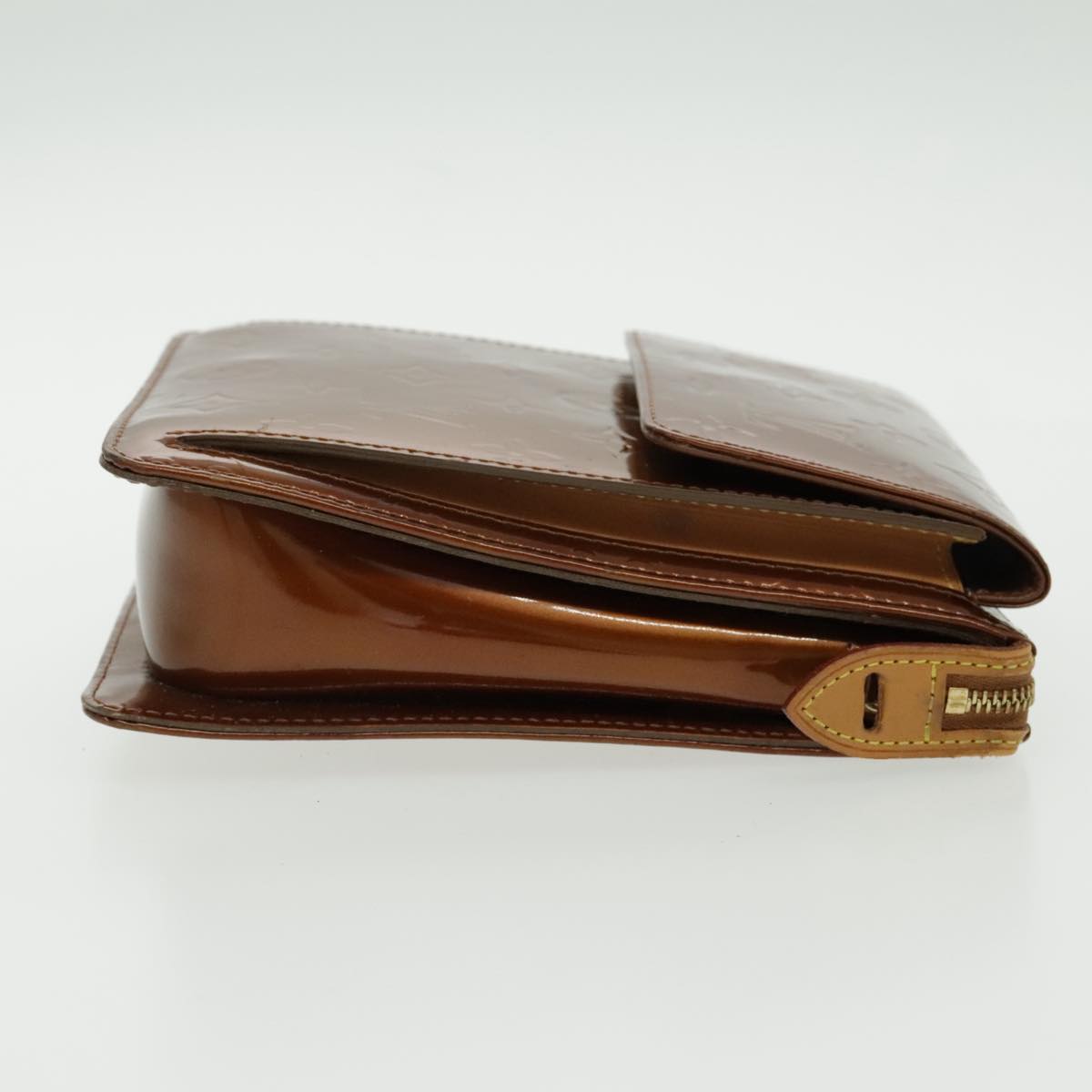 LOUIS VUITTON Monogram Vernis Motto Accessory Pouch Bronze M91138 LV fm3974