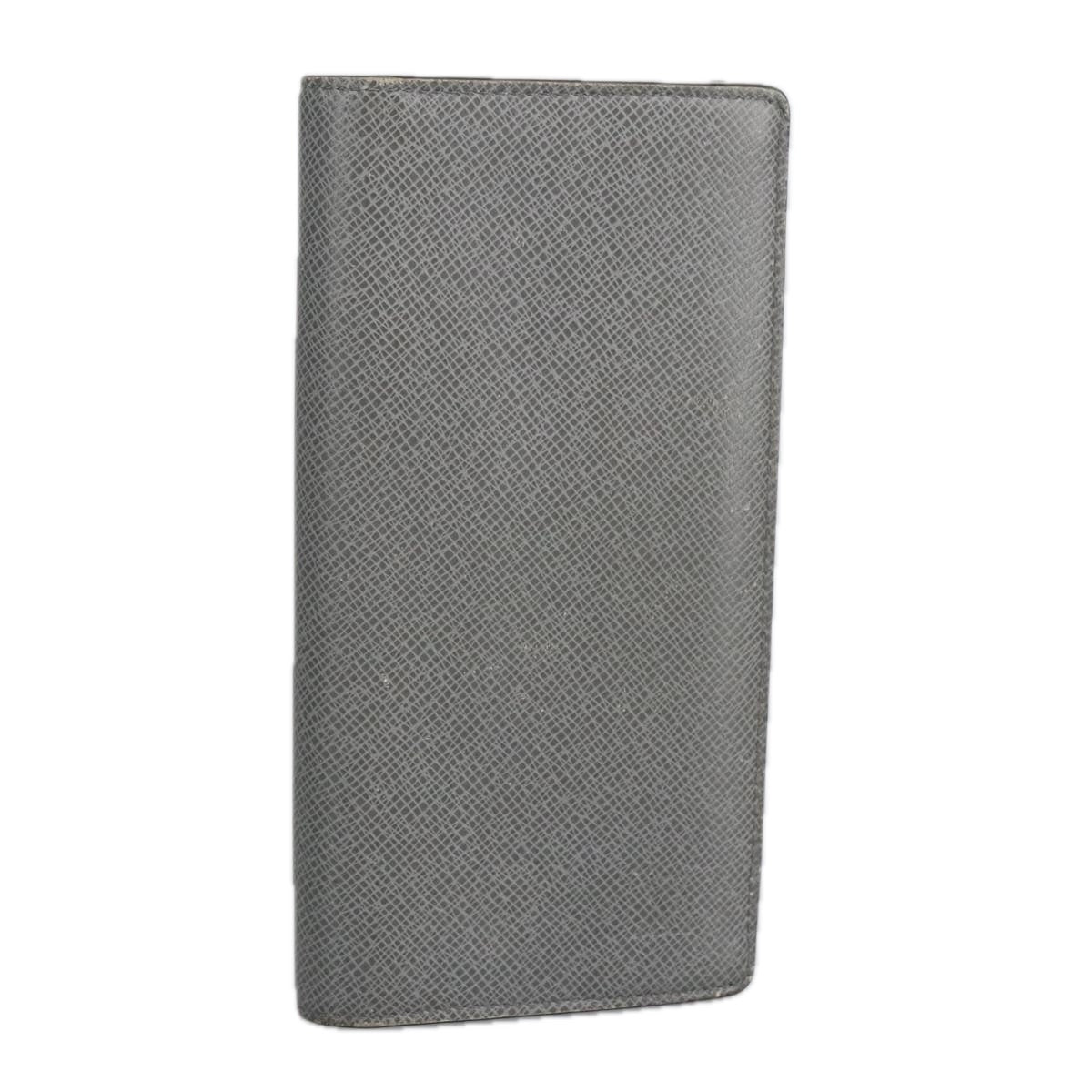 LOUIS VUITTON Taiga Brazza Portefeuille Long Wallet Gray M81554 LV fm4044