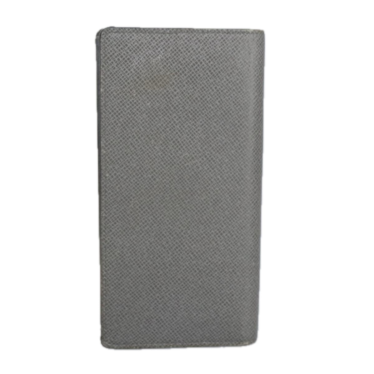 LOUIS VUITTON Taiga Brazza Portefeuille Long Wallet Gray M81554 LV fm4044