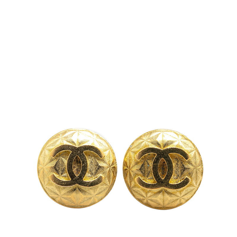 Chanel Vintage Coco Mark Round Earrings Gold