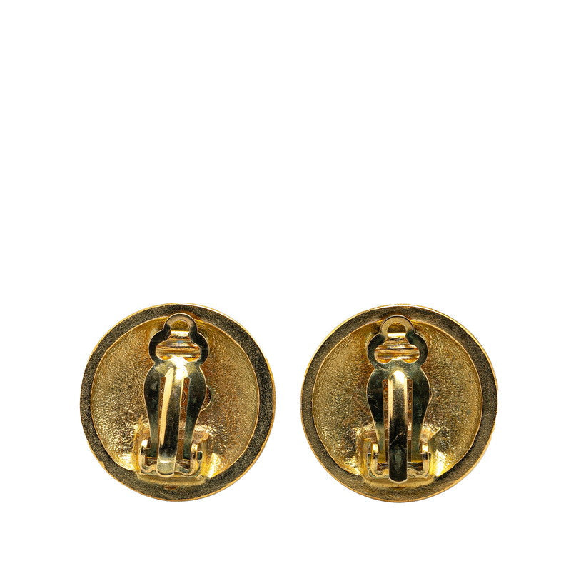 Chanel Vintage Coco Mark Round Earrings Gold
