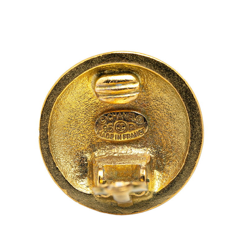 Chanel Vintage Coco Mark Round Earrings Gold