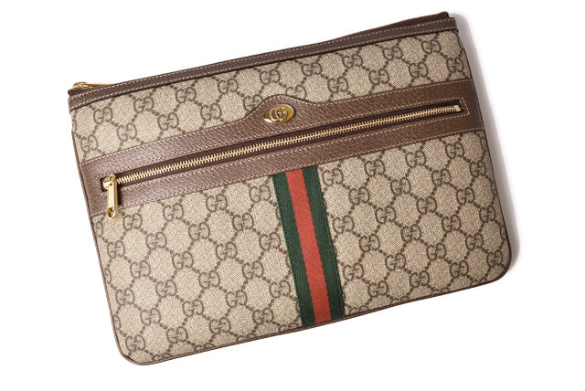 Luxury Gucci Trending 2025 GG Supreme Clutch Bag Brown/Beige 517551