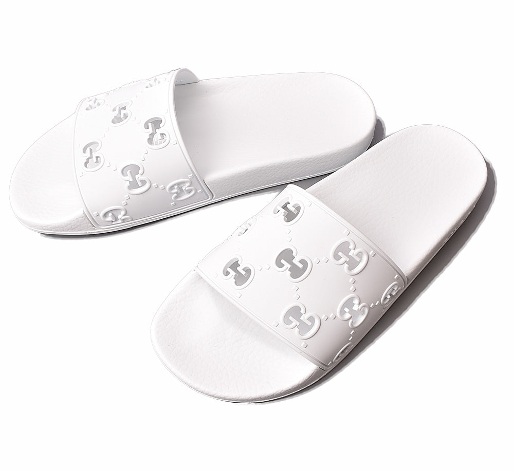 Luxury Gucci Trending 2025 Unisex Rubber Slide Sandals White