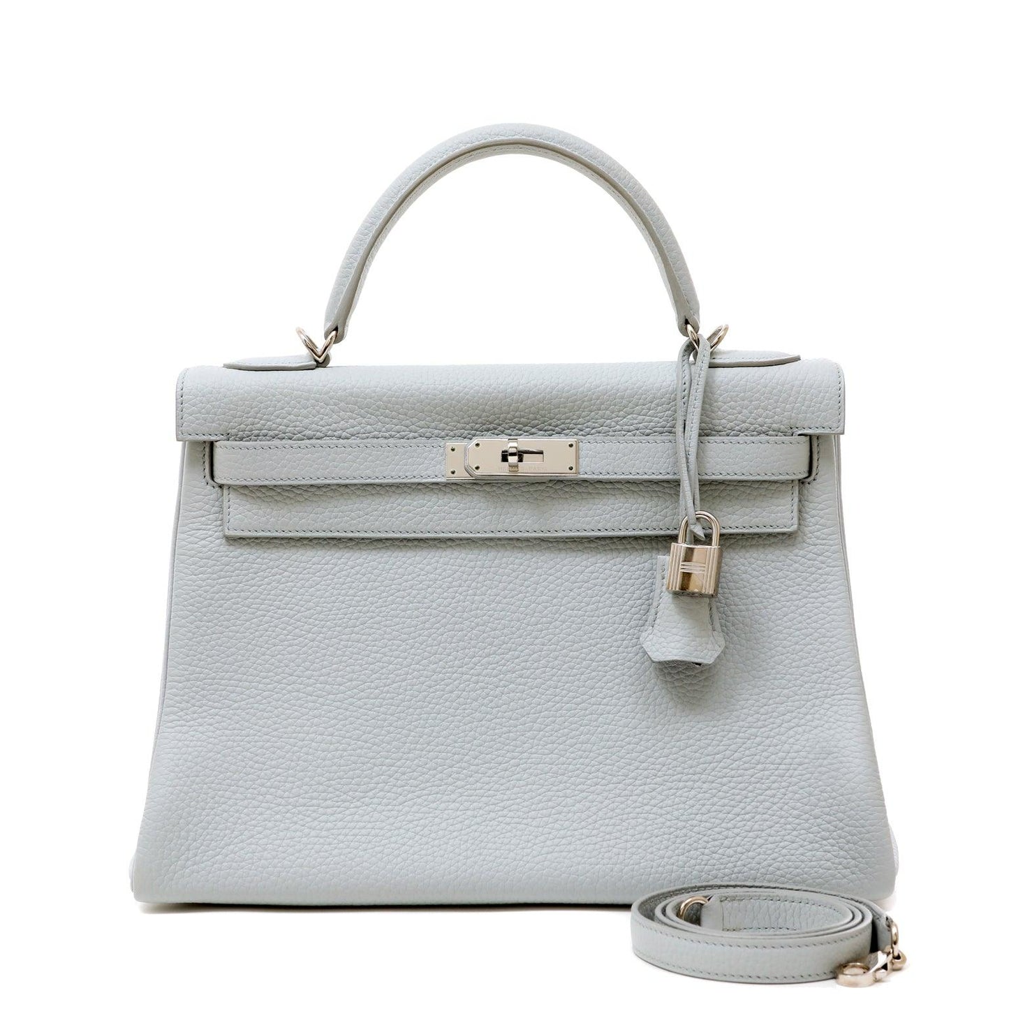 Luxury Hermes Kelly 32cm Gris Perle Togo w/ Palladium Hardware