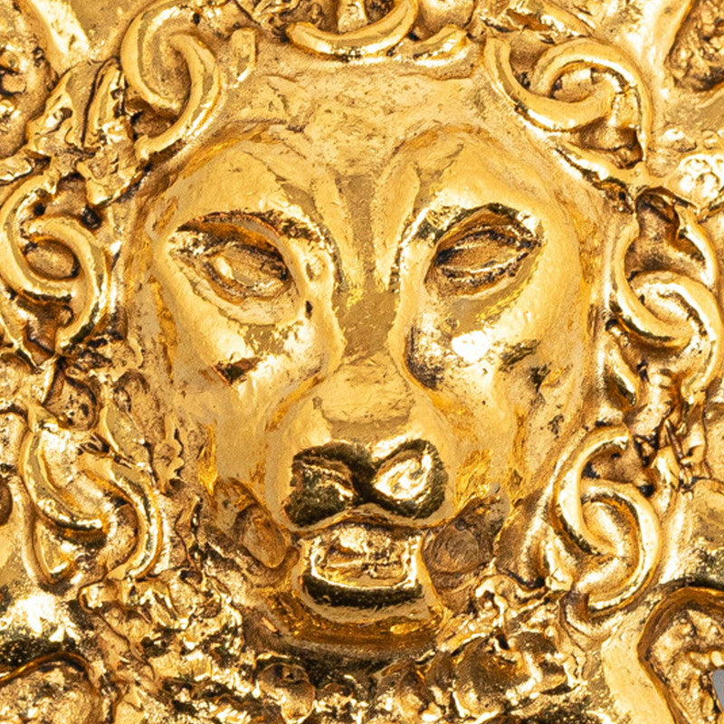 Chanel Lion Sun Motif Brooch Gold Plated