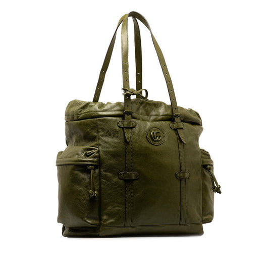Luxury Gucci Trending 2025 Leather Drawstring Double G Tote Bag