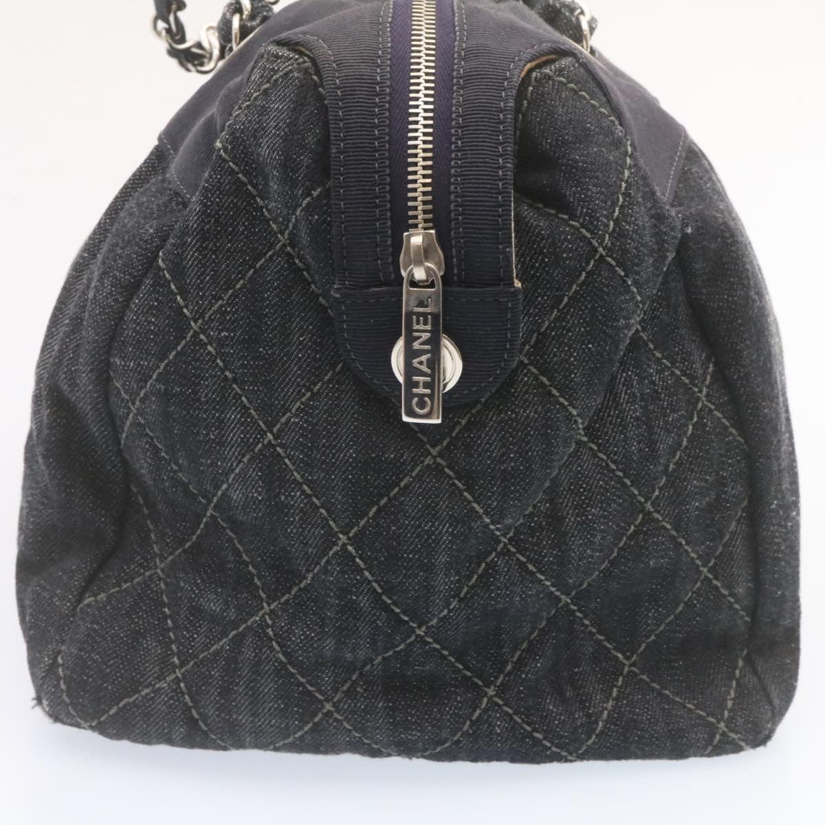 Luxury Chanel Denim Matelasse Chain Shoulder Bag Navy CC  am1468gA