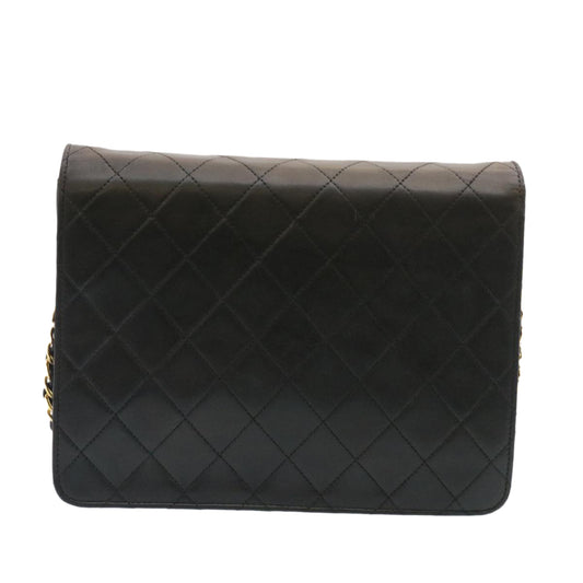 CHANEL Matelasse Chain Flap Shoulder Bag Lamb Skin Black Gold CC  am1708gA