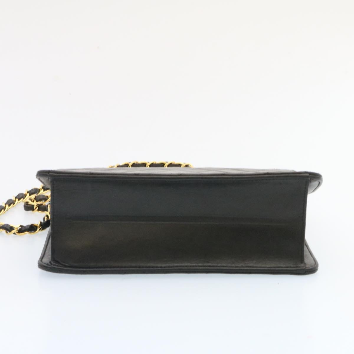 CHANEL Matelasse Chain Flap Shoulder Bag Lamb Skin Black Gold CC  am1708gA