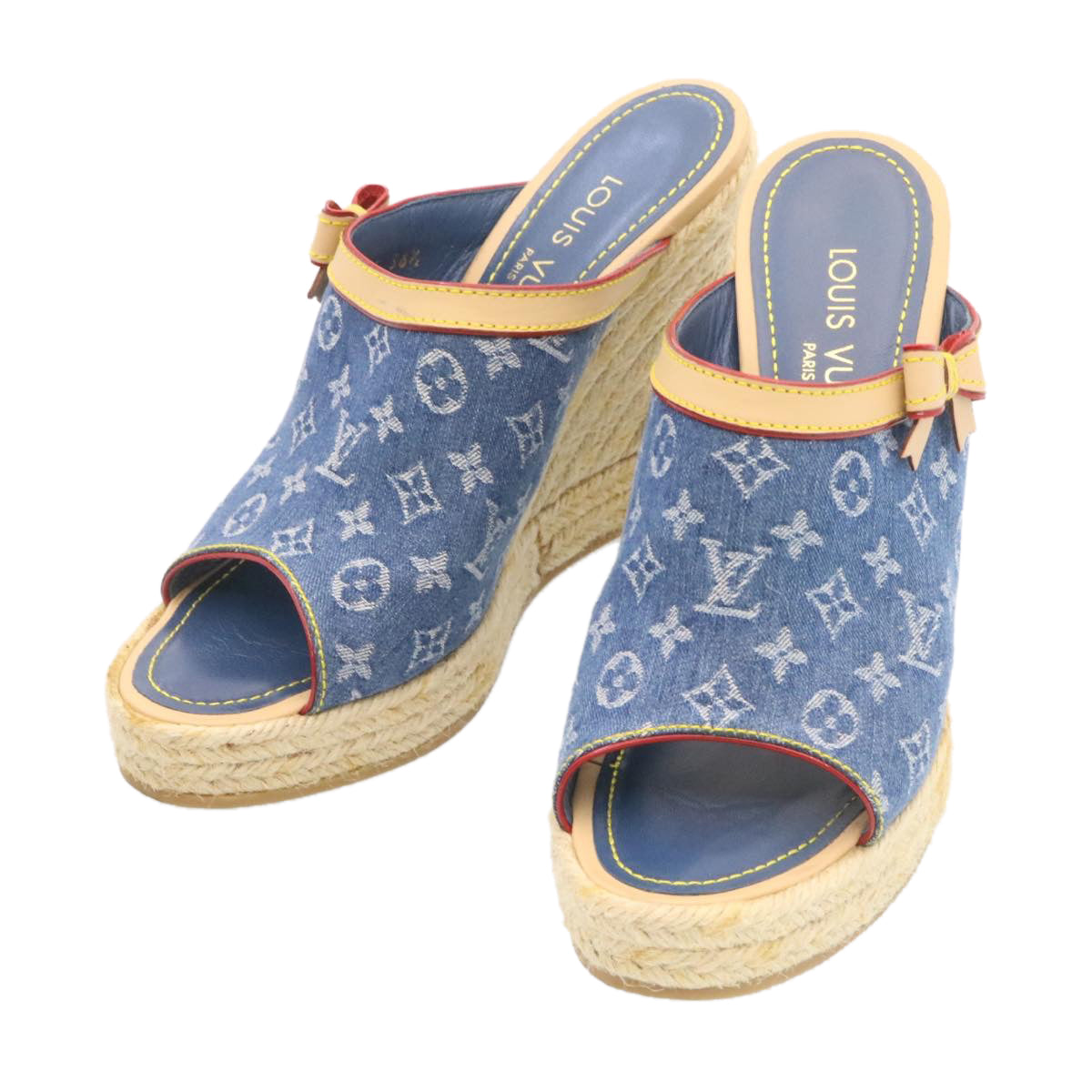 LOUIS VUITTON Monogram Denim Sandals Blue LV am1740g