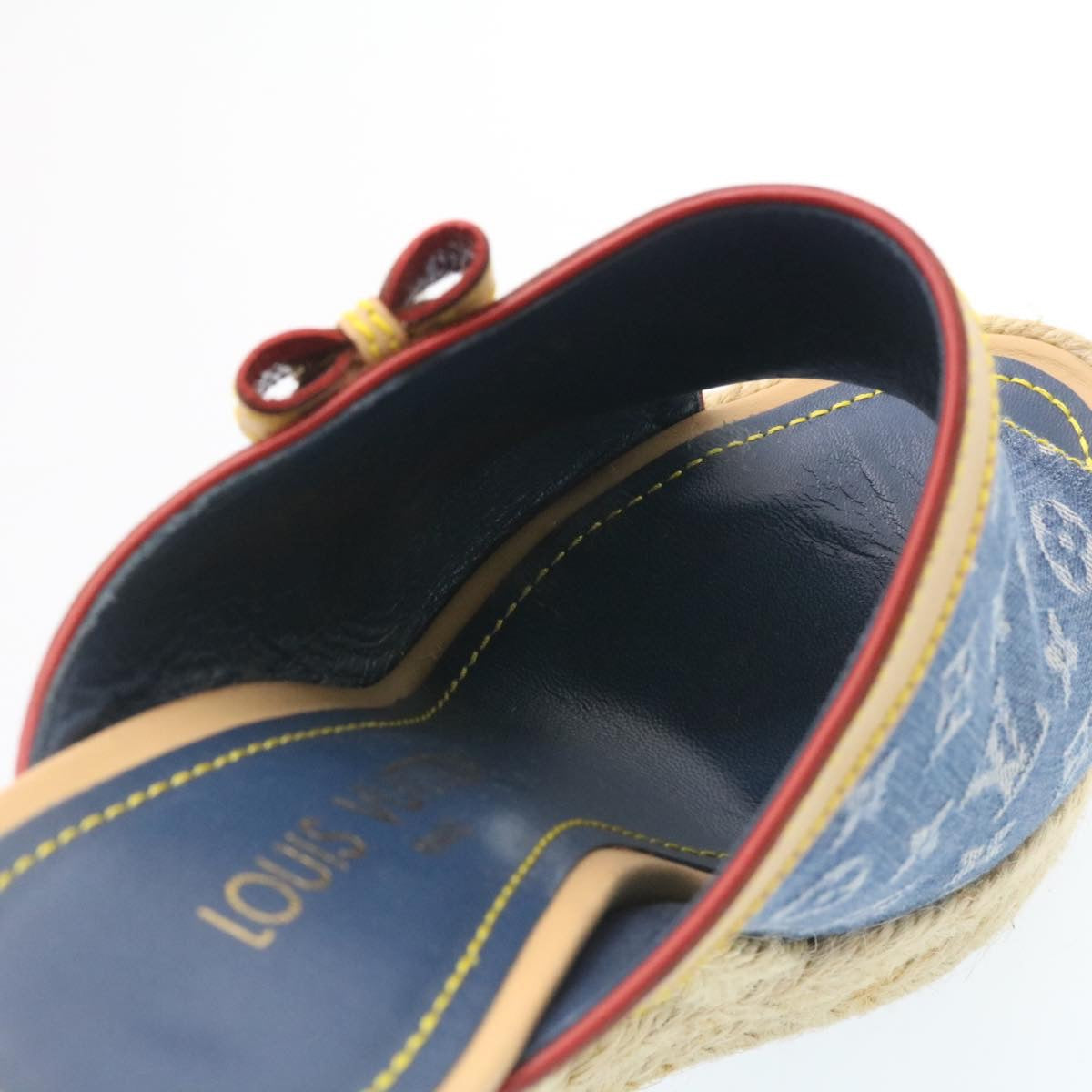 LOUIS VUITTON Monogram Denim Sandals Blue LV am1740g