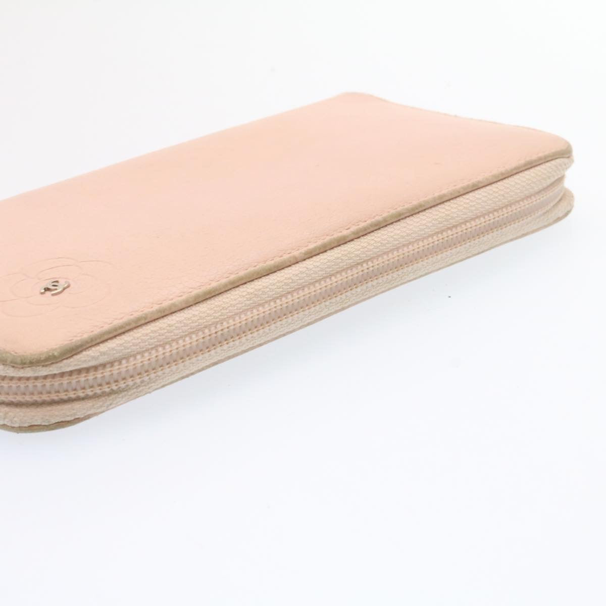 Luxury Chanel Camelia Zip Around Wallet Leather Pink CC  am1797g