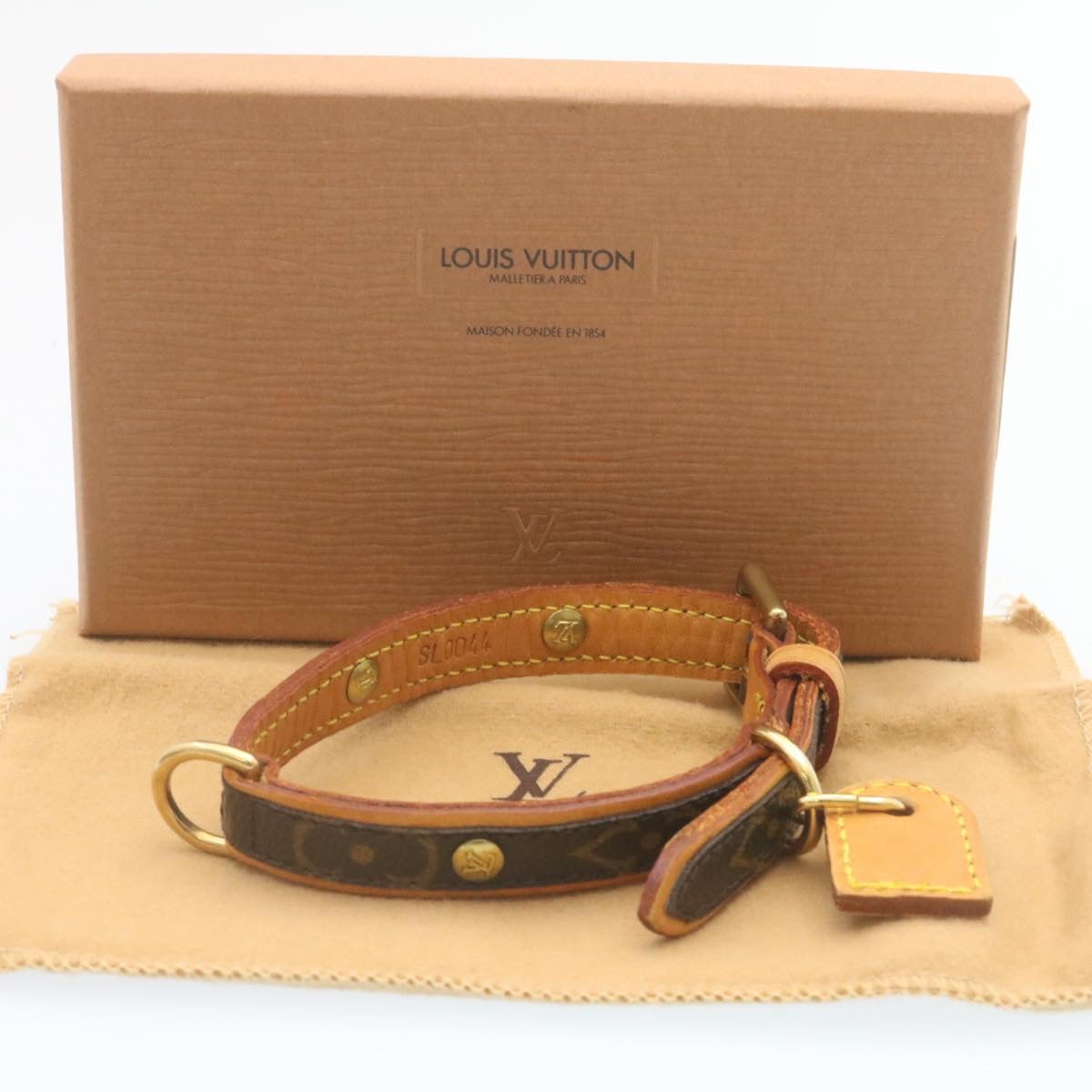 LOUIS VUITTON Monogram Collier Baxter PM Dog Leash M58072 LV am2056g