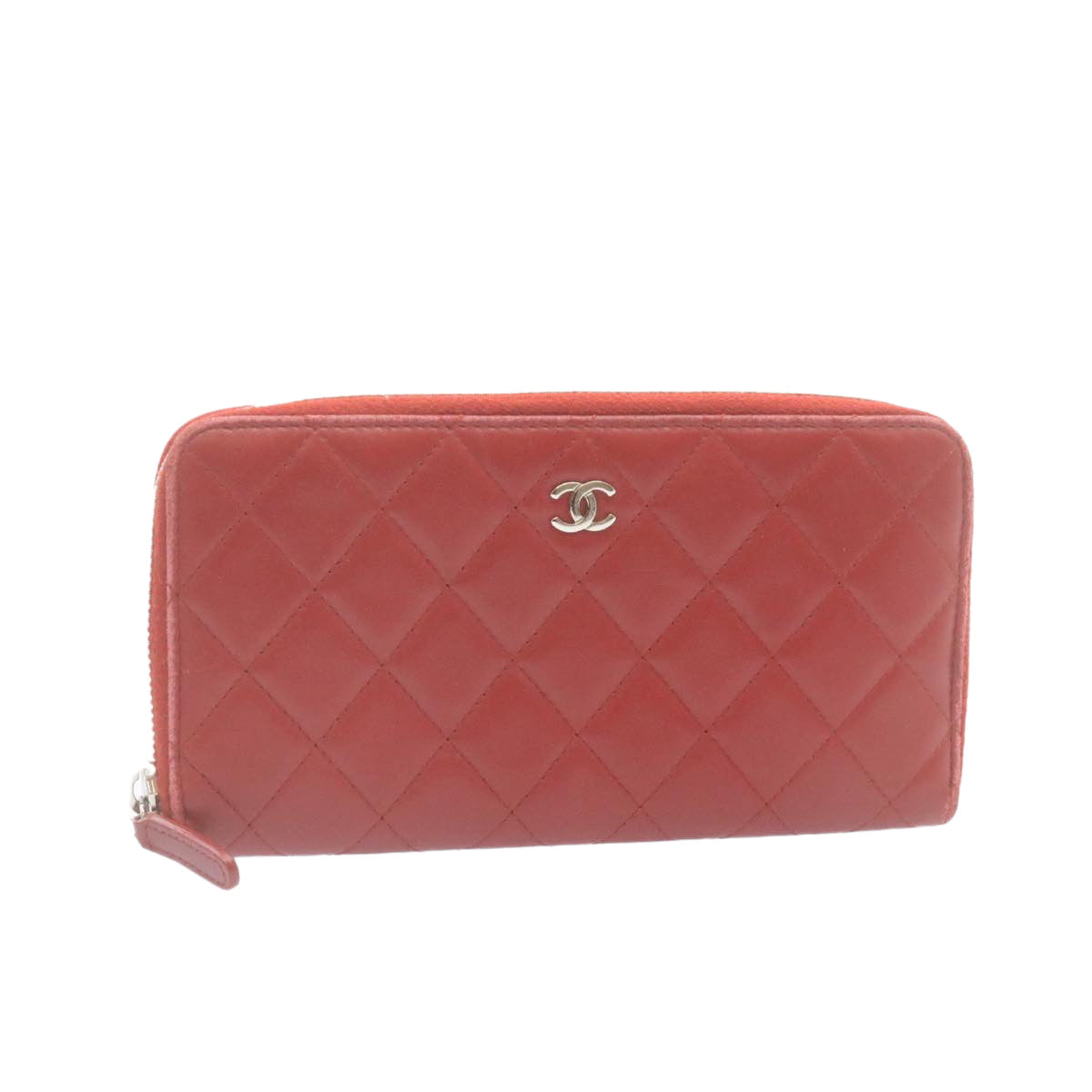 Luxury Chanel Matelasse Wallet Lamb Skin Red CC  am2154g
