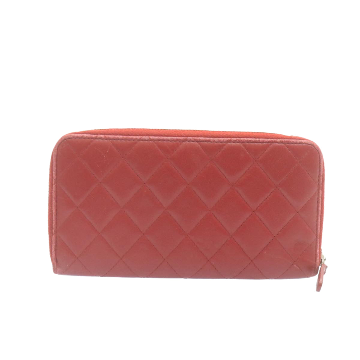 Luxury Chanel Matelasse Wallet Lamb Skin Red CC  am2154g