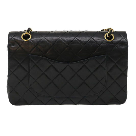 CHANEL Classic Matelasse 25 Chain Flap Shoulder Bag Lamb Skin Black am2364gA