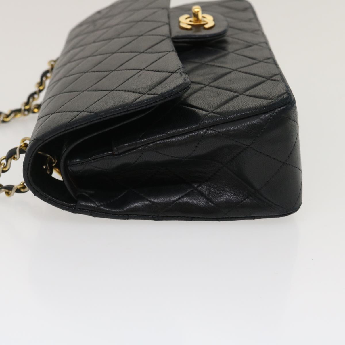 CHANEL Classic Matelasse 25 Chain Flap Shoulder Bag Lamb Skin Black am2364gA