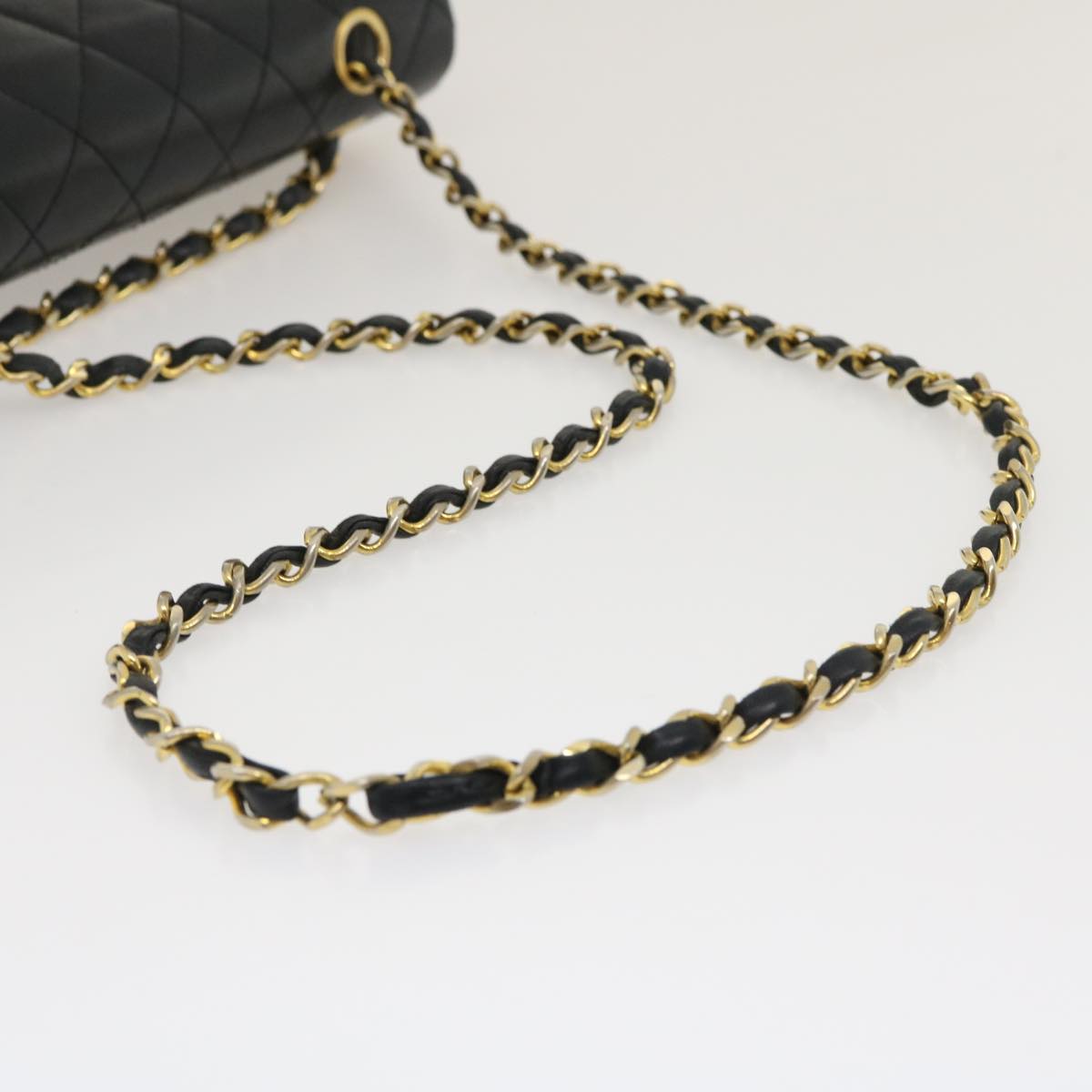 CHANEL Classic Matelasse 25 Chain Flap Shoulder Bag Lamb Skin Black am2364gA