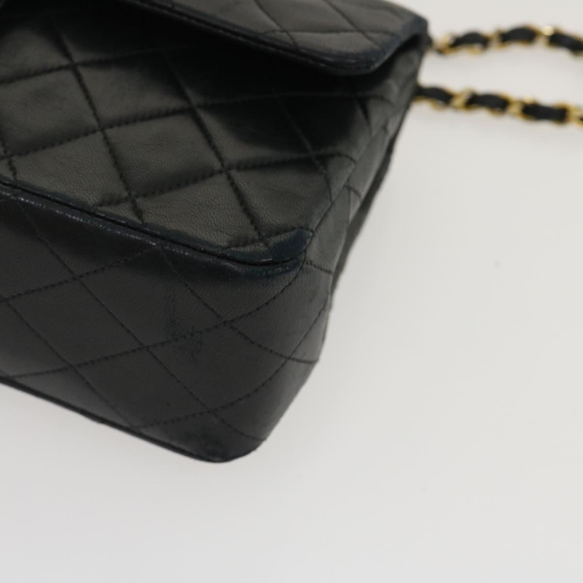 CHANEL Classic Matelasse 25 Chain Flap Shoulder Bag Lamb Skin Black am2364gA